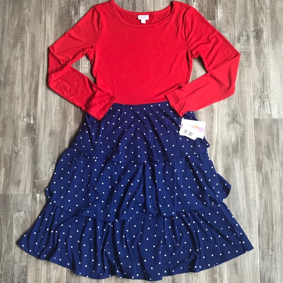 LuLaRoe Dresses & Skirts - Lularoe Georgia Dress Red & Blue Polka Dot Medium